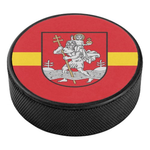 Flag of Vilnius Lithuania Hockey Puck