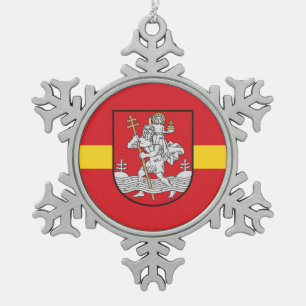 Flag of Vilnius, Lithuania Snowflake Pewter Christ Snowflake Pewter Christmas Ornament