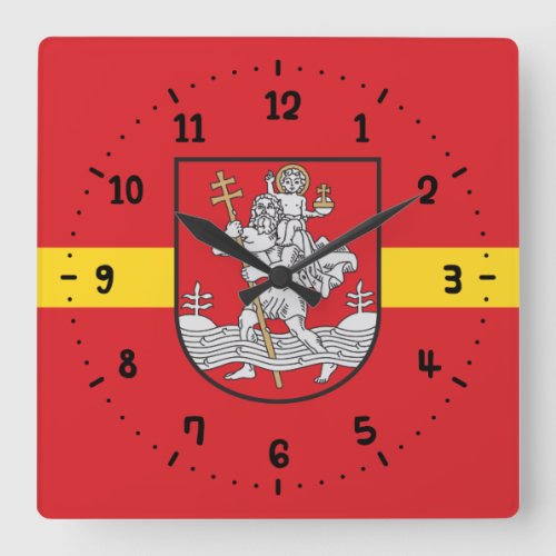 Flag of Vilnius Lithuania Square Wall Clock