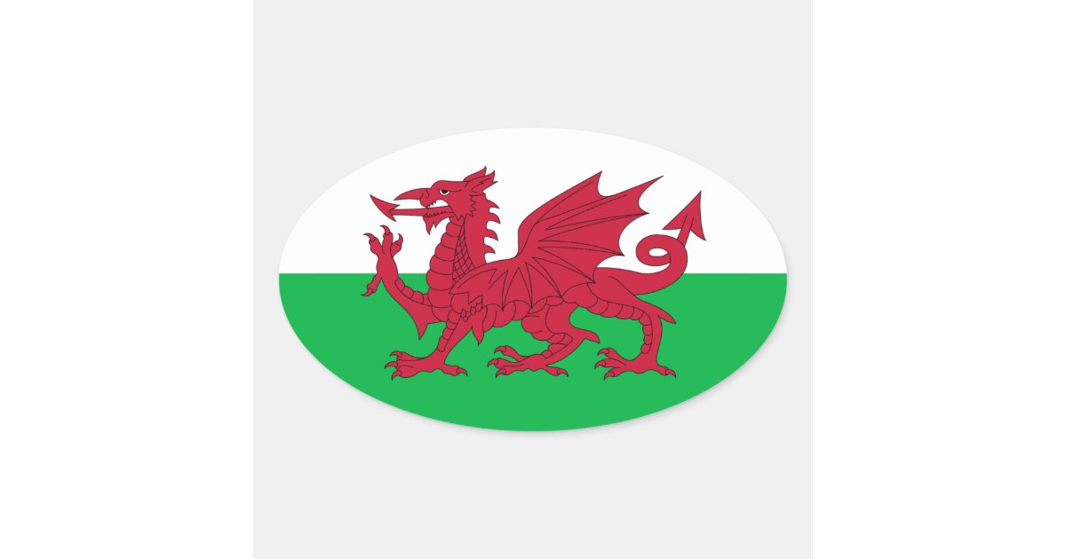 Flag of Wales (Cymru) Oval Sticker | Zazzle