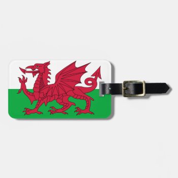 Flag Of Wales Luggage Tag W/ Leather Strap by kfleming1986 at Zazzle