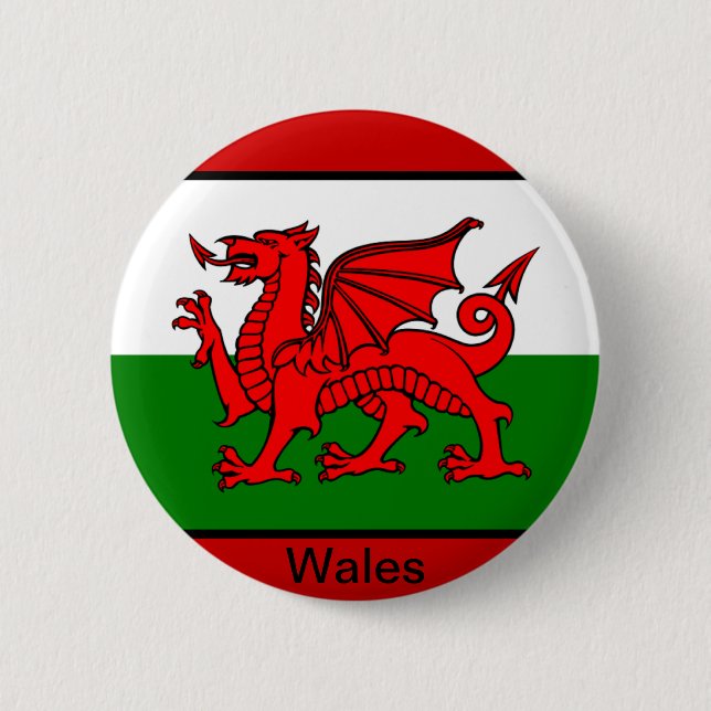 Flag of Wales Pinback Button (Front)