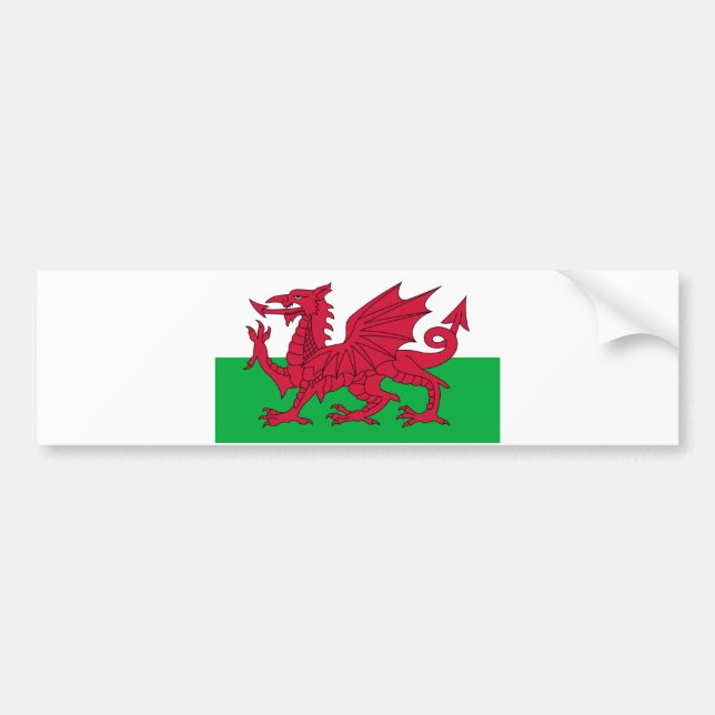 Flag of Wales - The Red Dragon - Baner Cymru Bumper Sticker (Front)