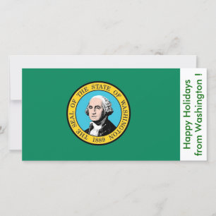 Flag of Washington, Happy Holidays from U.S.A. Holiday Card