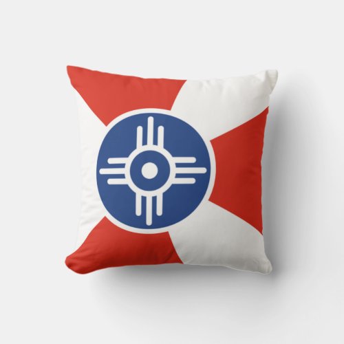 Flag of Wichita Kansas USA Throw Pillow