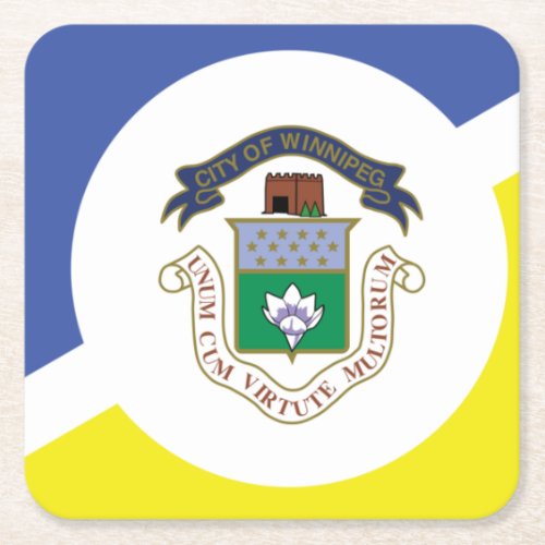 Flag of Winnipeg Manitoba Square Paper Coaster