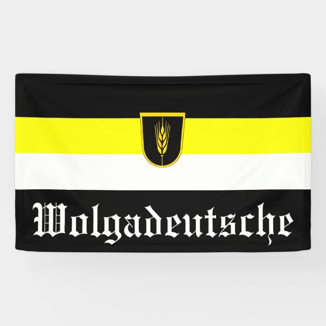Flag of Wolgadeutsche (black/yellow/white version) Banner (Horizontal)