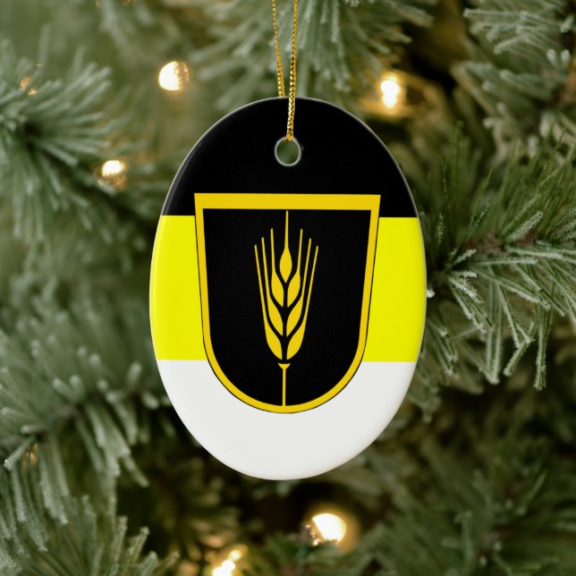 Flag of Wolgadeutsche (black/yellow/white version) Ceramic Ornament (Tree)