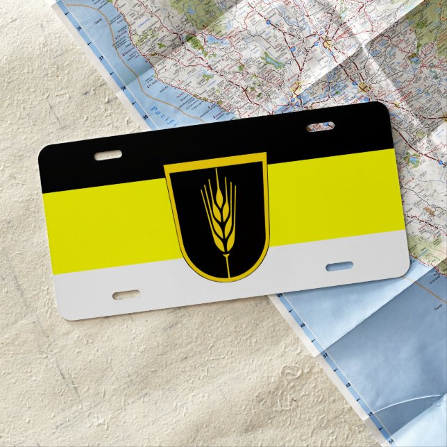 Flag of Wolgadeutsche (black/yellow/white version) License Plate (In Situ)