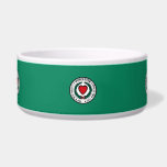 Flag of Worcester, Massachusetts  Bowl<br><div class="desc">Pet Bowl with flag of city of Worcester,  Massachusetts; green flag with white emblem with red heart in the center</div>