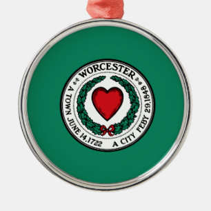Flag of Worcester, Massachusetts Metal Ornament