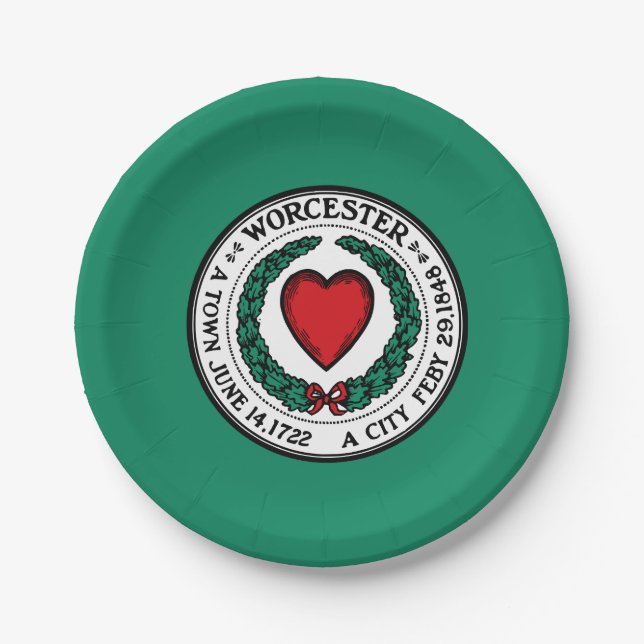 Flag of Worcester, Massachusetts Paper Plates (Front)