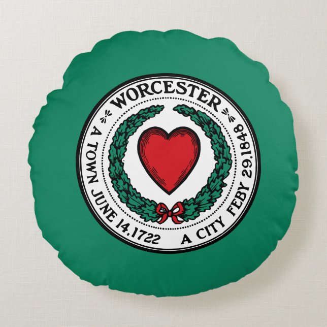Flag of Worcester, Massachusetts Round Pillow (Front)