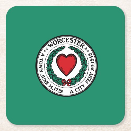 Flag of Worcester Massachusetts Square Paper Coas Square Paper Coaster