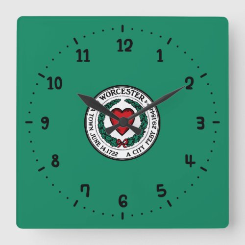 Flag of Worcester Massachusetts Square Wall Clock