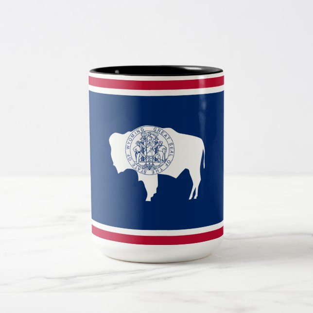 Flag of Wyoming Two-Tone Coffee Mug (Center)