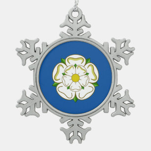 Flag of Yorkshire Snowflake Pewter Christmas Ornament