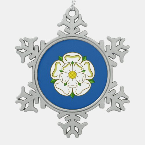 Flag of Yorkshire Snowflake Pewter Christmas Ornament