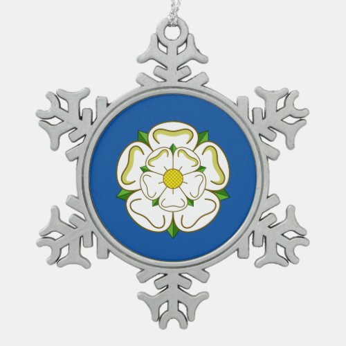 Flag of Yorkshire Snowflake Pewter Christmas Ornament