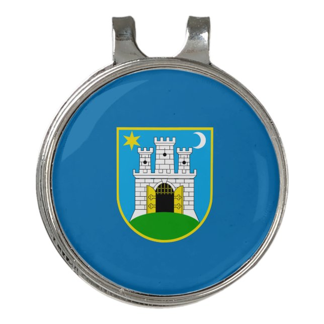 Flag of Zagreb, Croatia Golf Hat Clip (Front)