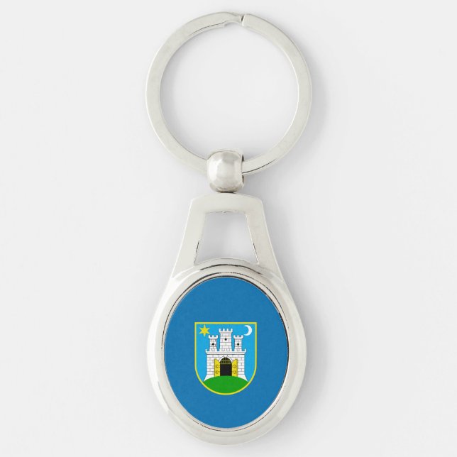 Flag of Zagreb, Croatia Keychain (Front)