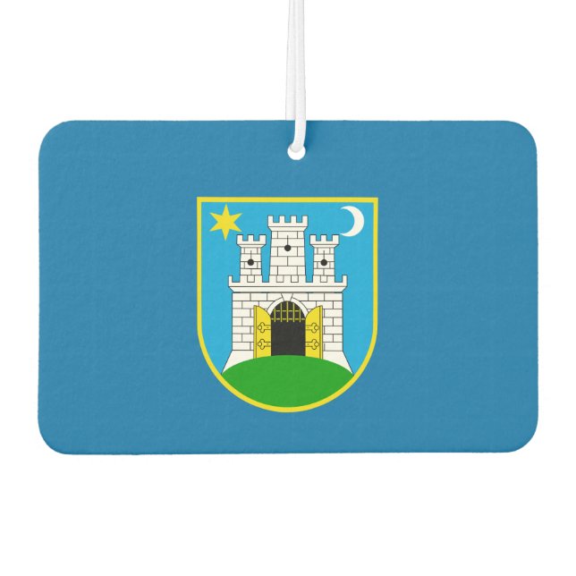 Flag of Zagreb, Croatia Neck Tie Air Freshener (Front)
