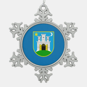Flag of Zagreb, Croatia Snowflake Pewter Christmas Snowflake Pewter Christmas Ornament