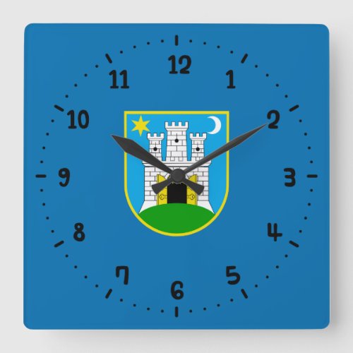 Flag of Zagreb Croatia Square Wall Clock