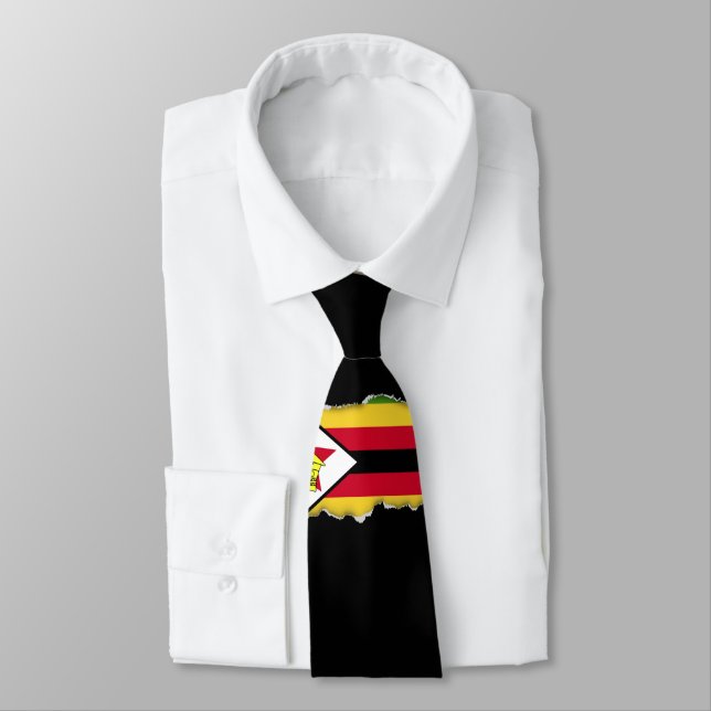 Flag of Zimbabwe Neck Tie (Tied)