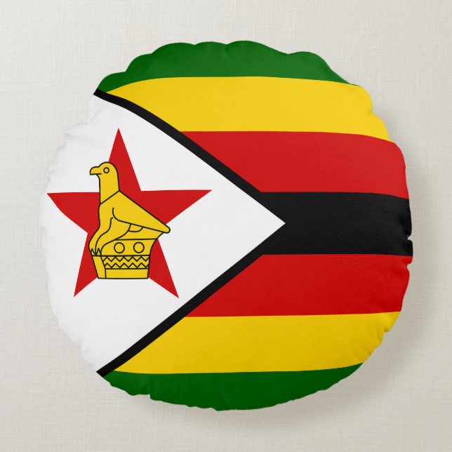 Flag of Zimbabwe Round Pillow (Front)