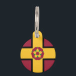 Flag on Northamptonshire Pet ID Tag<br><div class="desc">Pet Tag with design with a flag of historic county of Northamptonshire,  in England,  Great Britain; maroon flag with a gold cross and the county’s traditional rose in the centre</div>