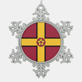 Flag On Northamptonshire Snowflake Pewter Christmas Ornament by FlagsOfBritain at Zazzle