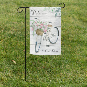 Flag Outdoor Garden Welcome Spring Bicycle