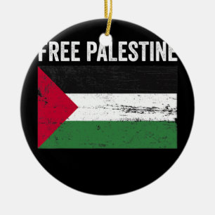 Flag Palestine Free Palestine Flag Arabic Vintage Ceramic Ornament