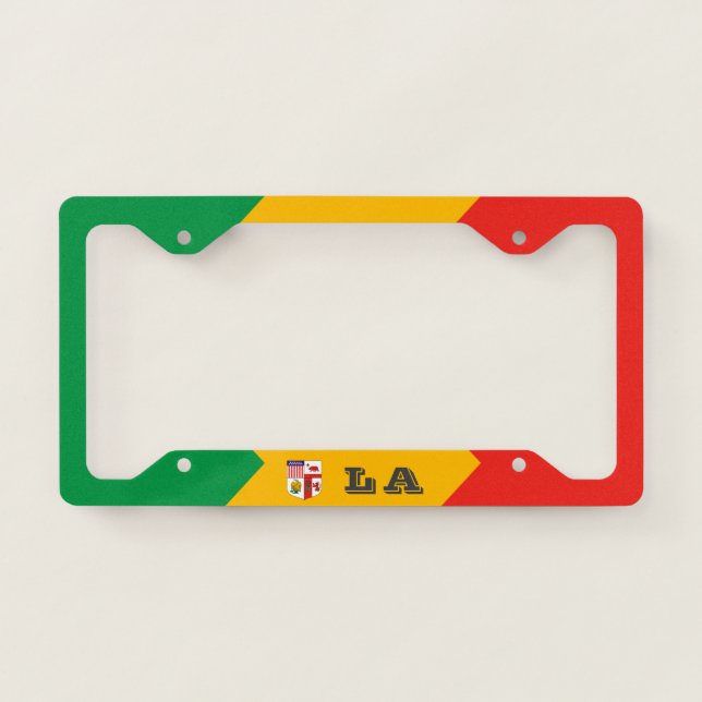 Flag pattern of Los Angeles, California License Plate Frame (Front)