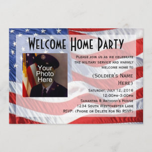 Flag/Photo Military Welcome Home Party Invitation