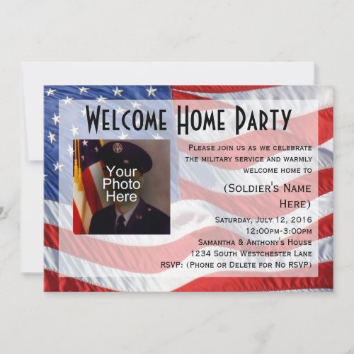 FlagPhoto Military Welcome Home Party Invitation