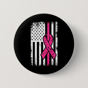Flag Pink Ribbon Breast Cancer Awareness Month 1 Button