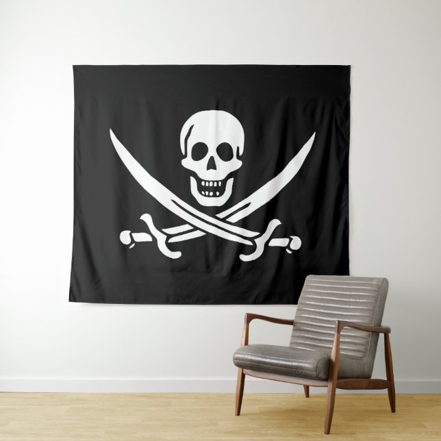 Flag Pirate Jolly Roger Tapestry (In Situ (Horizontal))
