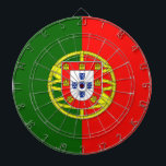 Flag Portugal Dart Board<br><div class="desc">The flag of Portugal is composed of 2 vertical strips,  green and red,  and an armor sphere centered between the two bands. The sphere symbolizes the land and the numerous conquests and explorations of the Portuguese people.</div>