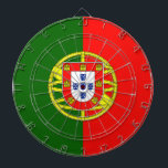 Flag Portugal Dart Board<br><div class="desc">The flag of Portugal is composed of 2 vertical strips,  green and red,  and an armor sphere centered between the two bands. The sphere symbolizes the land and the numerous conquests and explorations of the Portuguese people.</div>