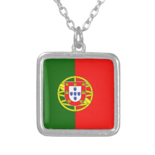 Flag Portugal Silver Plated Necklace
