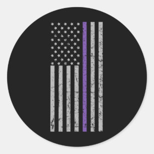 Flag Purple Strip Memories Problem Heimer  Classic Round Sticker