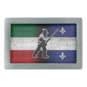 Flag Quebec and Patriot Henri Julien eroded Belt Buckle