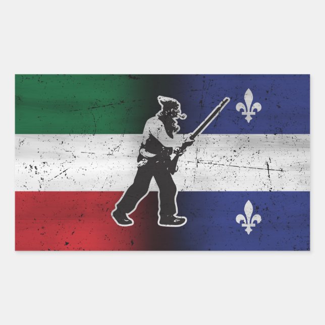 Flag Quebec and Patriot Henri Julien eroded Rectangular Sticker (Front)