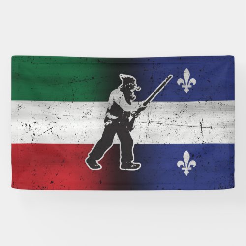 Flag Quebec and Patriote Henri Julien eroded Banner