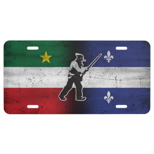 Flag Quebec and Patriote Henri Julien eroded License Plate