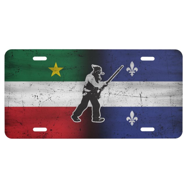 Flag Quebec and Patriote Henri Julien eroded License Plate (Front)