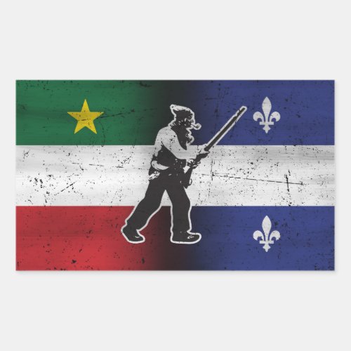 Flag Quebec and Patriote Henri Julien eroded Rectangular Sticker