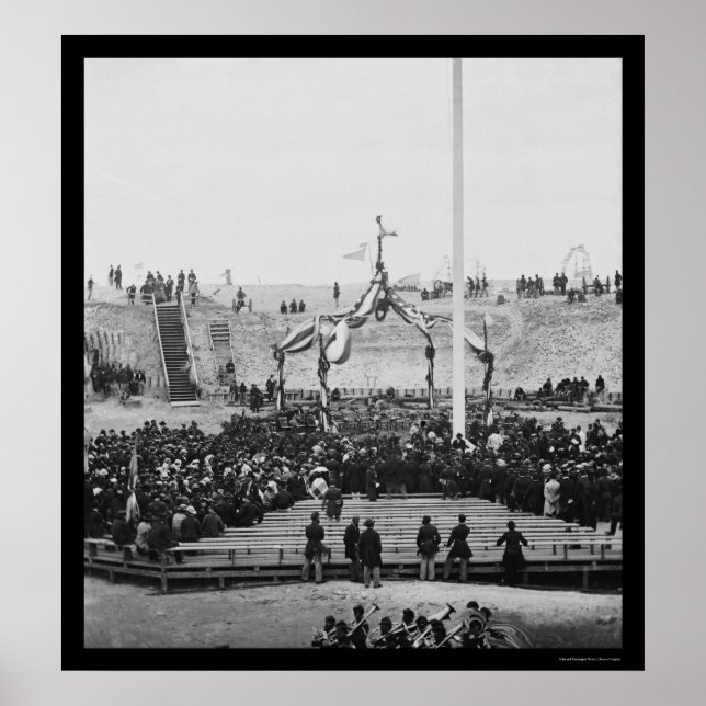 Flag Raising at Fort Sumter near Charleston 1865 Poster (Front)